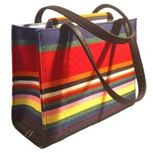 Vibrant Color Blocked Striped Mini Bag